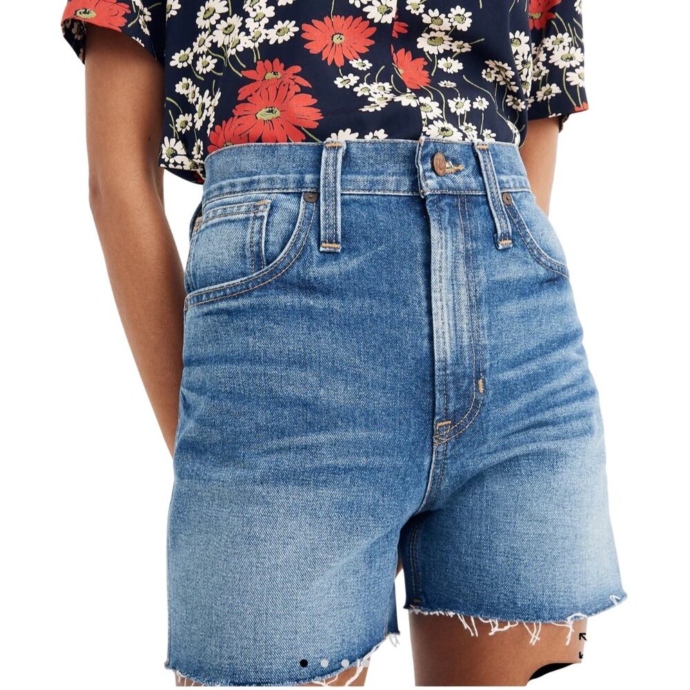 Madewell Perfect Jean Shorts Raw Hem Medium Ullman Wash High Rise Cutoffs 28